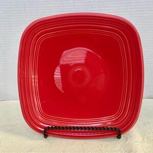 Set of 2 x Fiesta Red 9” square Homer Laughlin Ceramic Luncheon Plates